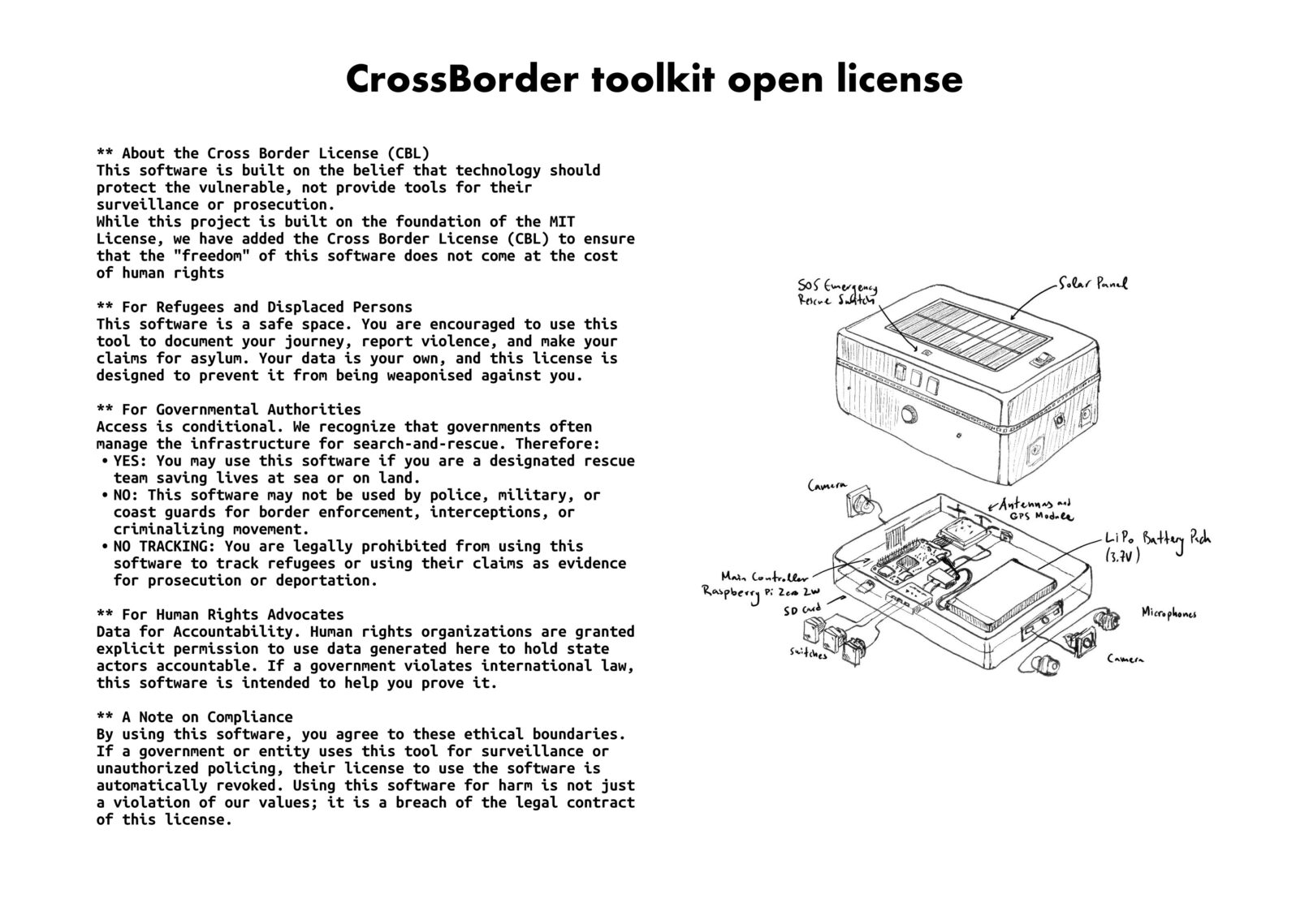 An open lisence text with an open view sketch on what components the toolkit has.